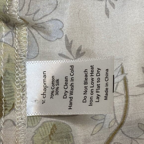 V. CHAPMAN Lucca Top Floral Ruffle Long Sleeve Cotton Silk Blouse Top Size 0 - Picture 10 of 10